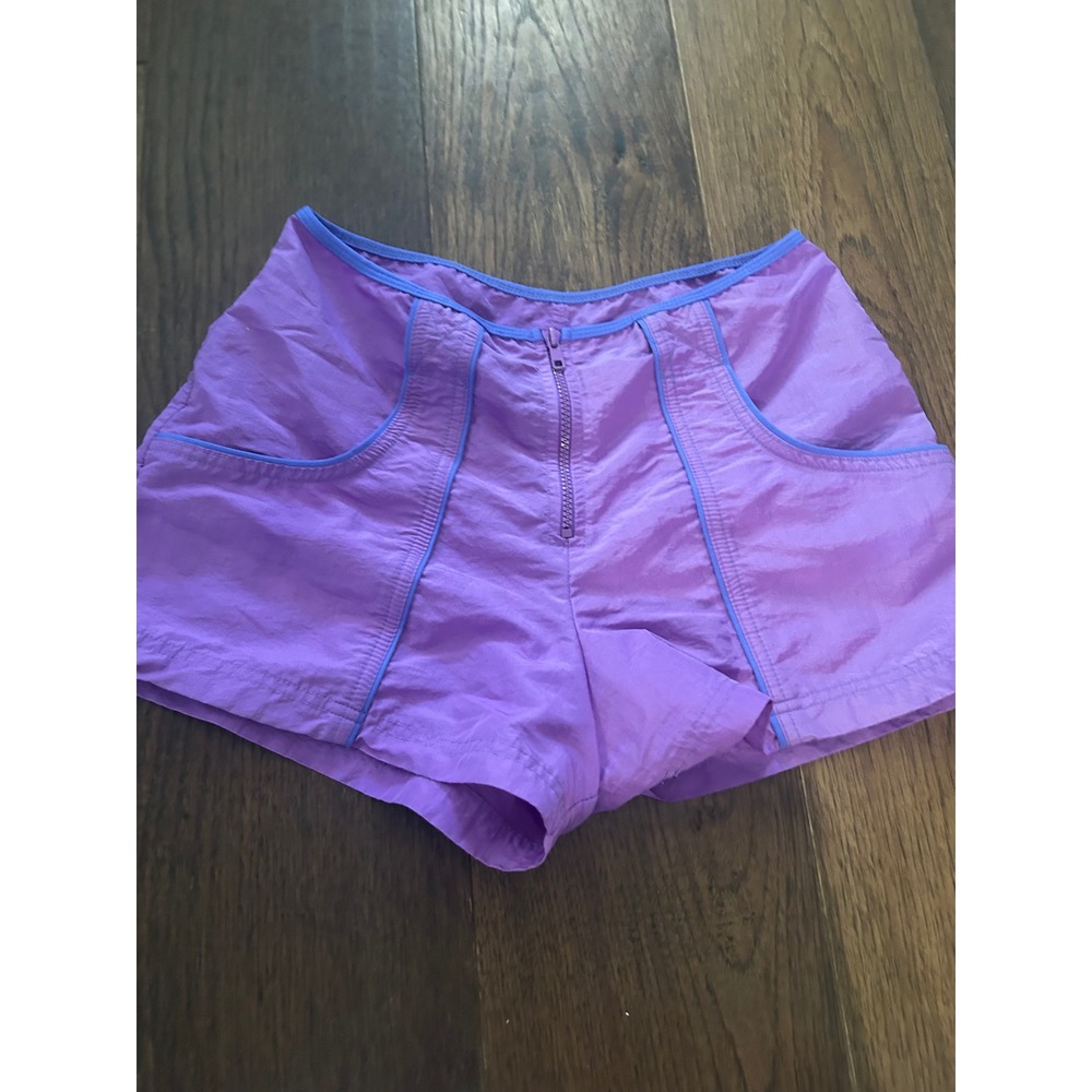 Beca Vintage High Waisted Purple Nylon Windbreaker Shorts Retro Medium 80s